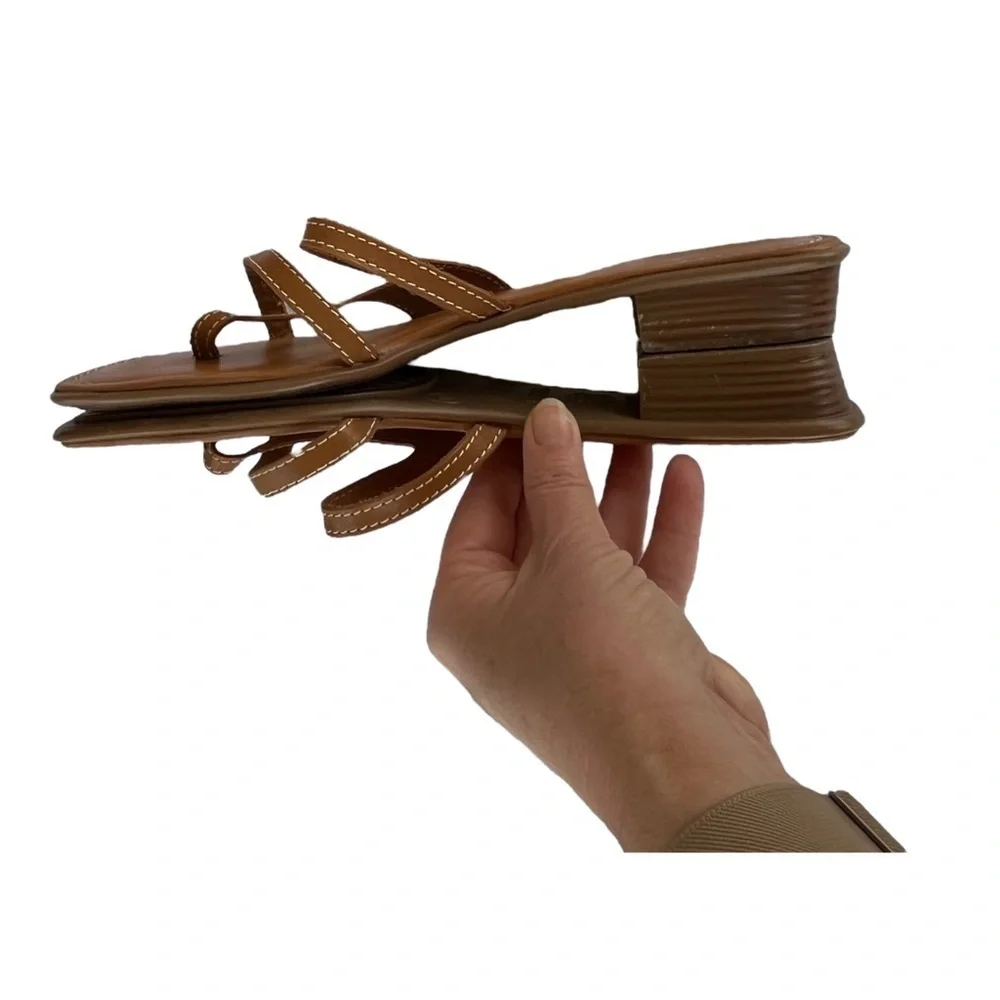 Montego Bay Club Brown Leather Square Toe Strap Women's Size 11 Strappy Sandals